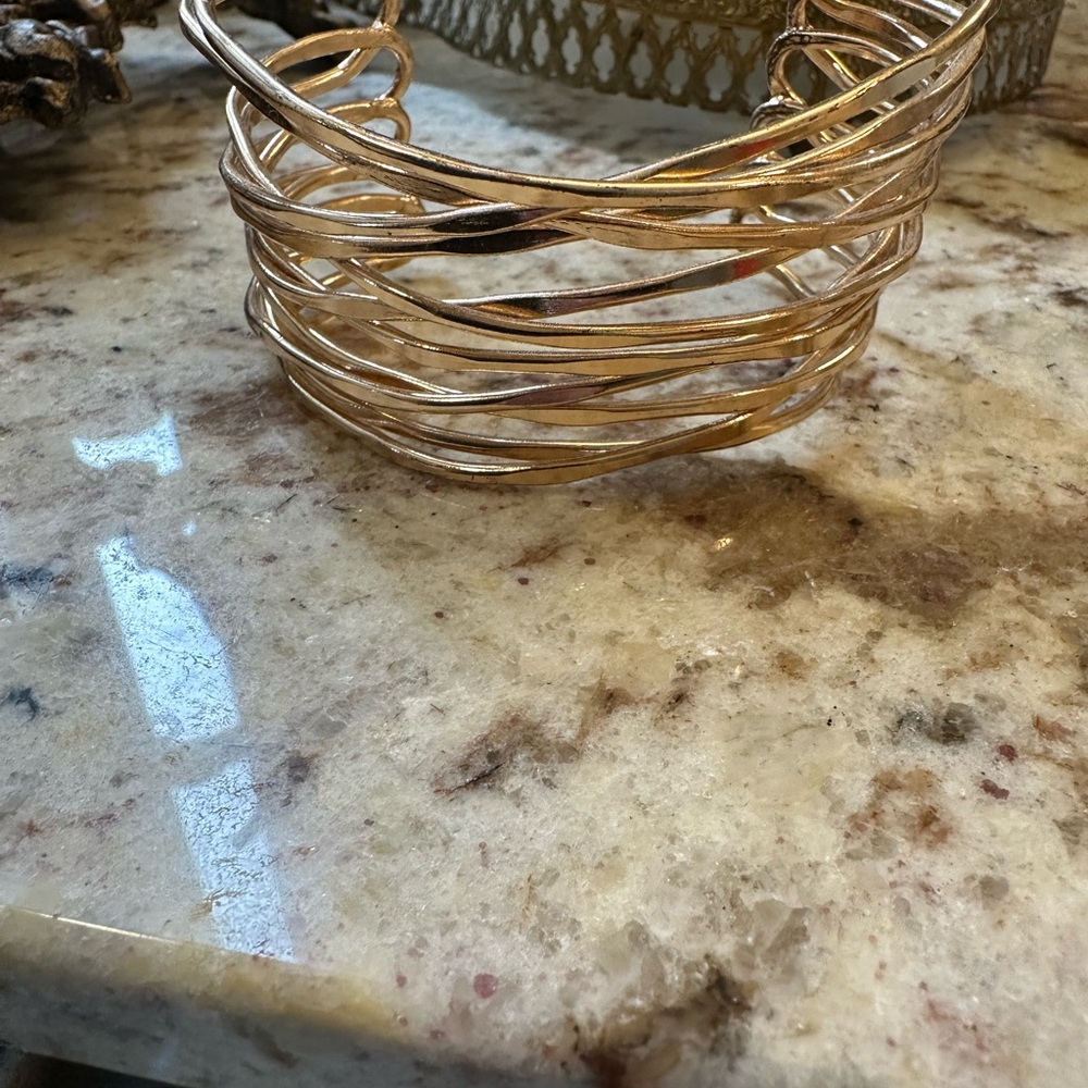 Gold Wire Cuff Bracelet